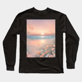 Pastel Floral Beach Sunset Long Sleeve T-Shirt